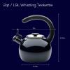 imageCirculon Enamel on Steel Whistling TeakettleTeapot With FlipUp Spout 2 Quart  BlackBlack