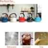 imageCirculon Enamel on Steel Whistling TeakettleTeapot With FlipUp Spout 2 Quart  BlackGray