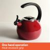 imageCirculon Enamel on Steel Whistling TeakettleTeapot With FlipUp Spout 2 Quart  BlackGray