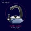 imageCirculon Enamel on Steel Whistling TeakettleTeapot With FlipUp Spout 2 Quart  BlackNavy
