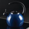 imageCirculon Enamel on Steel Whistling TeakettleTeapot With FlipUp Spout 2 Quart  BlackNavy
