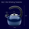 imageCirculon Enamel on Steel Whistling TeakettleTeapot With FlipUp Spout 2 Quart  BlackNavy
