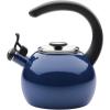 imageCirculon Enamel on Steel Whistling TeakettleTeapot With FlipUp Spout 2 Quart  BlackNavy