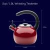 imageCirculon Enamel on Steel Whistling TeakettleTeapot With FlipUp Spout 2 Quart  BlackRed