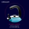 imageCirculon Enamel on Steel Whistling TeakettleTeapot With FlipUp Spout 2 Quart  BlackTurquoise