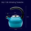 imageCirculon Enamel on Steel Whistling TeakettleTeapot With FlipUp Spout 2 Quart  BlackTurquoise