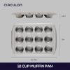 imageCirculon Nonstick Bakeware 12Cup Muffin Tin Brown SteelGray