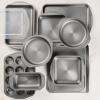 imageCirculon Total Bakeware Set Nonstick Cookie Baking Sheets with Cooling Rack 3 Piece Gray10 Piece