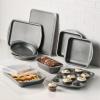 imageCirculon Total Bakeware Set Nonstick Cookie Baking Sheets with Cooling Rack 3 Piece Gray10 Piece