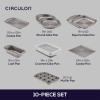 imageCirculon Total Bakeware Set Nonstick Cookie Baking Sheets with Cooling Rack 3 Piece Gray10 Piece