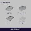 imageCirculon Total Bakeware Set Nonstick Cookie Baking Sheets with Cooling Rack 3 Piece Gray4Piece