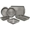 imageCirculon Total Bakeware Set Nonstick Cookie Baking Sheets with Cooling Rack 3 Piece Gray6 Piece