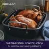 imageCirculon Ultra Lasting Nonstick RoasterRoasting Pan with Easy Serve Rack 17 Inch x 13 Inch BlackEasy Serve Rack