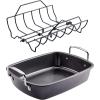 imageCirculon Ultra Lasting Nonstick RoasterRoasting Pan with Easy Serve Rack 17 Inch x 13 Inch BlackEasy Serve Rack