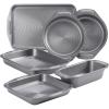 imageCirculon Total Bakeware Set Nonstick Cookie Baking Sheets with Cooling Rack 3 Piece Gray6 Piece
