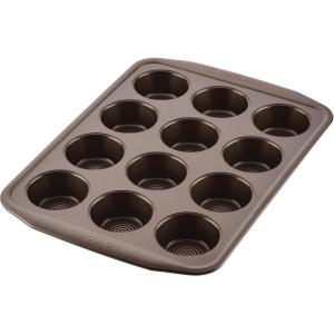 imageCirculon Nonstick Bakeware 12Cup Muffin Tin Brown SteelChocolate