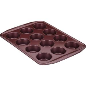 imageCirculon Nonstick Bakeware 12Cup Muffin Tin Brown SteelMerlot