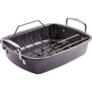imageCirculon Ultra Lasting Nonstick RoasterRoasting Pan with Easy Serve Rack 17 Inch x 13 Inch BlackEasy Serve Rack