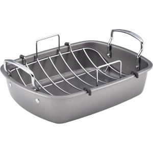 imageCirculon Ultra Lasting Nonstick RoasterRoasting Pan with Easy Serve Rack 17 Inch x 13 Inch BlackWith URack