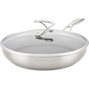 imageCirculon Stainless Steel Frying PanSkillet with Lid and SteelShield Hybrid Stainless and Nonstick Technology 12 Inch Silver