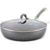 imageCirculon 84568 12quot Covered Deep Hard Anodized Aluminum Skillet Oyster GraySkillet with lid 12 Inch
