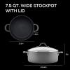 imageCirculon Radiance Hard Anodized Nonstick Frying  Fry Pan Set  Skillet Set  85 Inch 10 Inch and 1225 Inch  GrayWide Stockpot 75 Quart