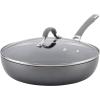 imageCirculon 84568 12quot Covered Deep Hard Anodized Aluminum Skillet Oyster GraySkillet with lid 12 Inch