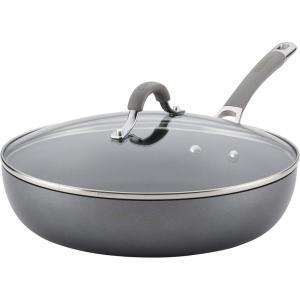imageCirculon 84568 12quot Covered Deep Hard Anodized Aluminum Skillet Oyster GraySkillet with lid 12 Inch