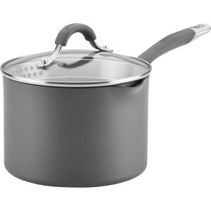 imageCirculon Radiance Hard Anodized Nonstick Frying  Fry Pan Set  Skillet Set  85 Inch 10 Inch and 1225 Inch  GraySaucepan 3 Quart