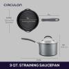 imageCirculon A1 Series with ScratchDefense Technology Nonstick Induction Straining Sauce Pan with Lid 3 Quart Aluminum Graphite3 Quarts