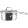 imageCirculon C1 Series Clad Stainless Steel with ScratchDefense Technology Cookware Nonstick Induction Saucepan with Lid Metal Utensil Safe 15 Quart  Polished Stainless Steel3 Quarts