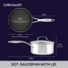 imageCirculon C1 Series Clad Stainless Steel with ScratchDefense Technology Cookware Nonstick Induction Saucepan with Lid Metal Utensil Safe 15 Quart  Polished Stainless Steel3 Quarts
