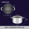 imageCirculon C1 Series Clad Stainless Steel with ScratchDefense Technology Cookware Nonstick Induction Saucepan with Lid Metal Utensil Safe 15 Quart  Polished Stainless Steel8 Quarts