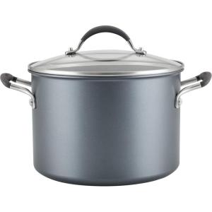 imageCirculon A1 Series with ScratchDefense Technology Nonstick Induction Straining Sauce Pan with Lid 3 Quart Aluminum Graphite8 Quarts