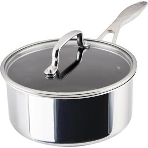 imageCirculon C1 Series Clad Stainless Steel with ScratchDefense Technology Cookware Nonstick Induction Saucepan with Lid Metal Utensil Safe 15 Quart  Polished Stainless Steel3 Quarts