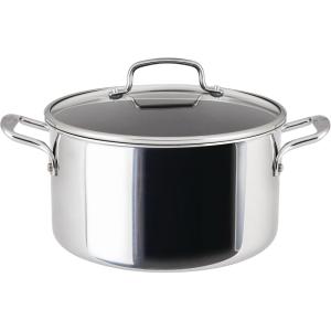 imageCirculon C1 Series Clad Stainless Steel with ScratchDefense Technology Cookware Nonstick Induction Saucepan with Lid Metal Utensil Safe 15 Quart  Polished Stainless Steel8 Quarts