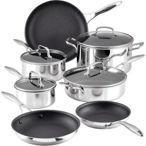 imageCirculon C1 Series Stainless Steel Nonstick Cookware Set  11Piece  Induction Pots ampamp Pans Set with ScratchDefense Metal Utensil Safe
