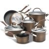 imageCirculon Symmetry Hard Anodized Nonstick Cookware Pots and Pans Set 11Piece BlackChocolate