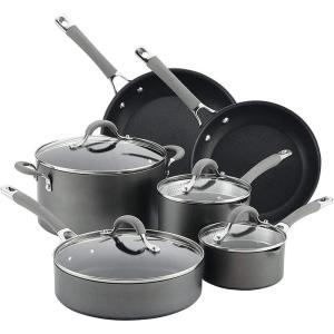 imageCirculon 84564 Elementum Hard Anodized Nonstick Cookware Set  Pots and Pans Set  10 Piece GrayGray