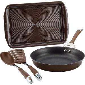 imageCirculon Symmetry Dishwasher Safe Hard Anodized Nonstick Cookware Pots and Pans Set 4 Piece Baking Sheet ChocolateChocolate