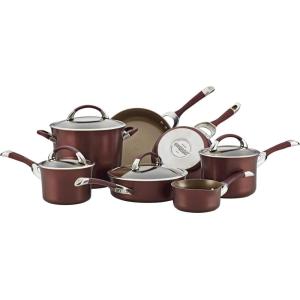 imageCirculon Symmetry Hard Anodized Nonstick Cookware Pots and Pans Set 11Piece BlackMerlot