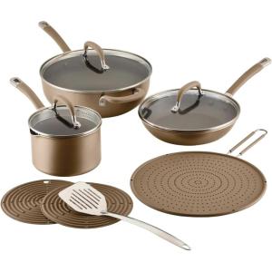 imageCirculon A1 Series with ScratchDefense Technology Nonstick Induction CookwarePots and Pans Set 9 Piece GraphiteChampagne
