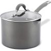 imageCirculon 84567 3QtCovered Straining Pour Spouts Hard Anodized Aluminum Saucepan 3 quart Oyster GrayGray
