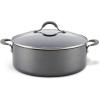 imageCirculon 84567 3QtCovered Straining Pour Spouts Hard Anodized Aluminum Saucepan 3 quart Oyster GrayGray