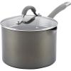 imageCirculon 84567 3QtCovered Straining Pour Spouts Hard Anodized Aluminum Saucepan 3 quart Oyster GrayGray