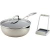 imageCirculon Infinity Pan with ScratchDefense Nonstick Cookware Induction Suitable Dishwasher Safe with Multipurpose Tool Holder and Lid 95 Inch 32Quart Multipan Metal Utensil Safe  Platinum