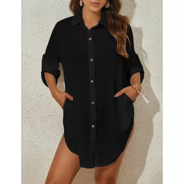 Bsubseach Bathing Suit Cover Ups for Women Oversized Button Up Shirts Beach Coverups Vacation Dress