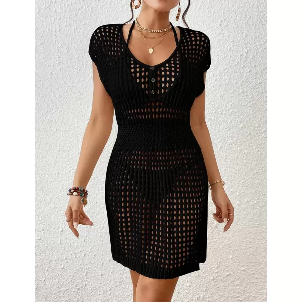 Bsubseach Bathing Suit Cover Ups for Women Short Crochet Dress Swim Cover Up Hollow Out Bikini Coverup
