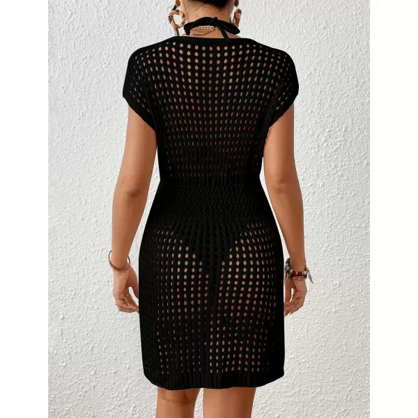 Bsubseach Bathing Suit Cover Ups for Women Short Crochet Dress Swim Cover Up Hollow Out Bikini Coverup
