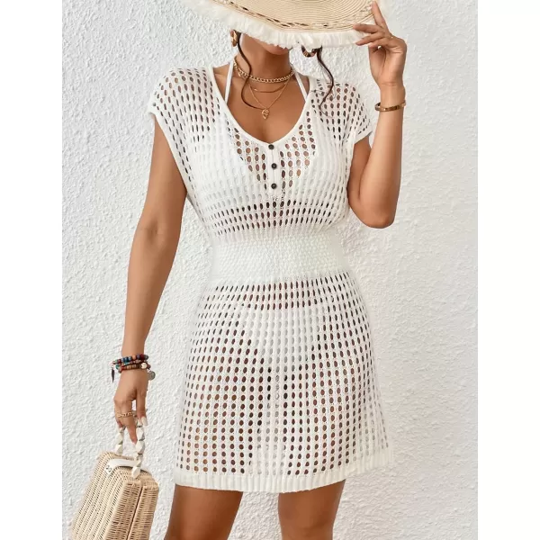 Bsubseach Bathing Suit Cover Ups for Women Short Crochet Dress Swim Cover Up Hollow Out Bikini Coverup